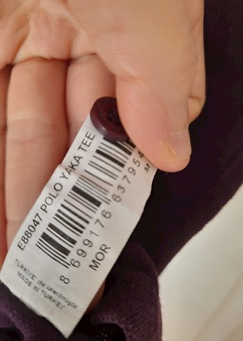 l Beden mor Renk Mor Kısa Kollu Düğmeli Polo Tişört