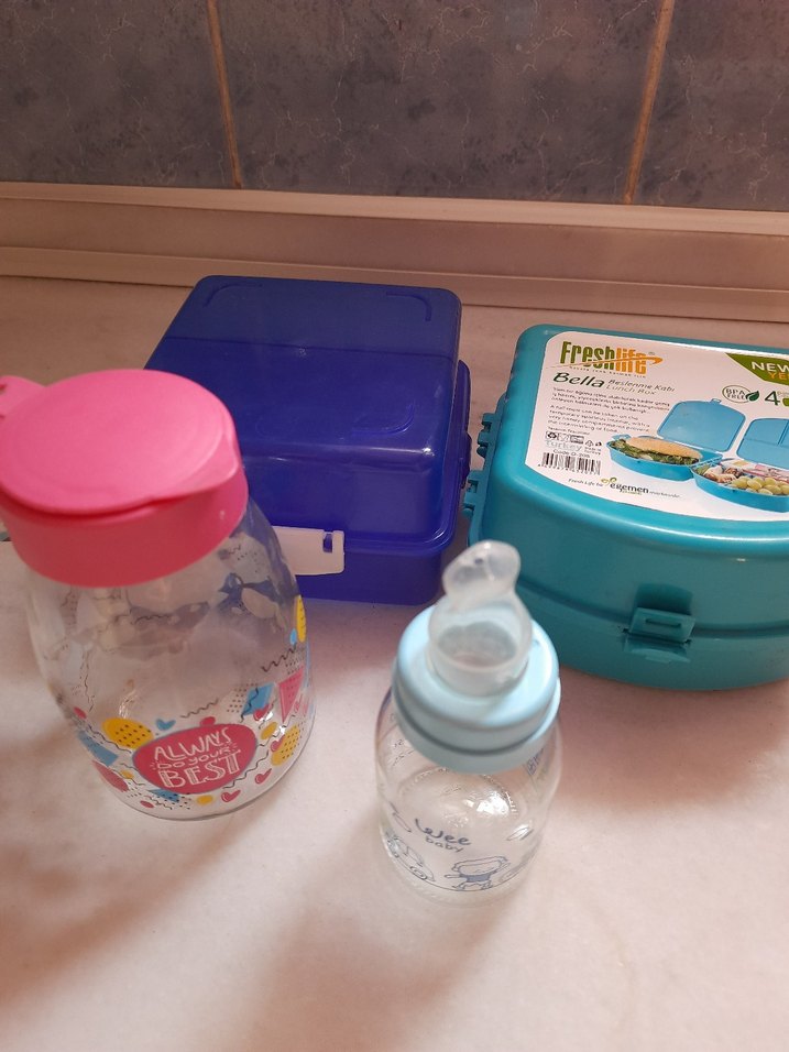 Pembe ve Mavi Bebek Biberon Seti - Görsel 3