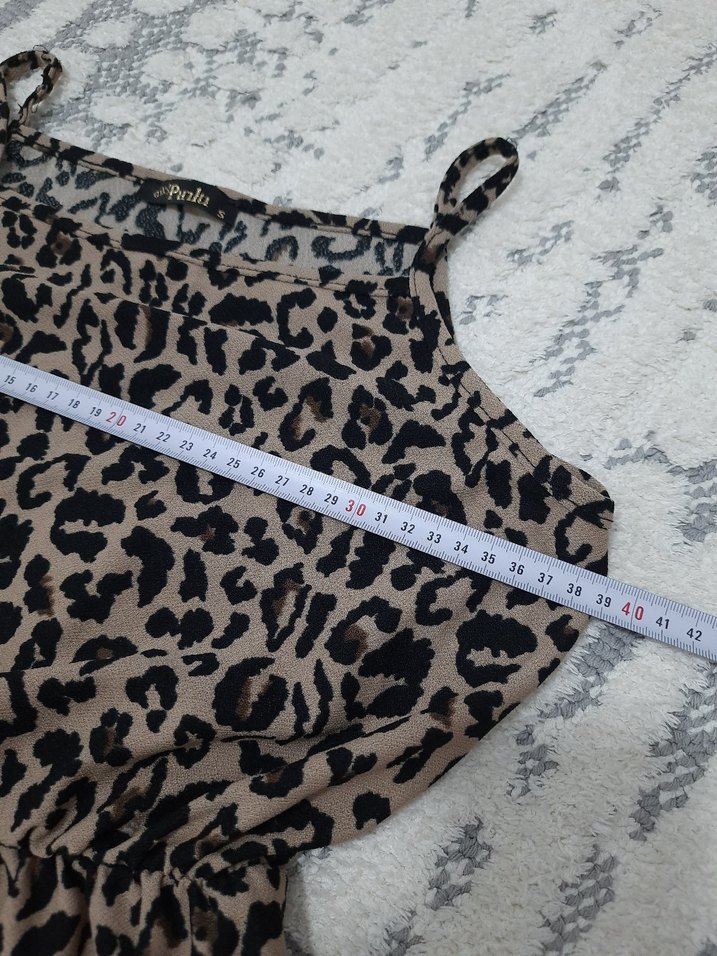 Leopar Desenli Kısa Kadın Tulum - Görsel 3