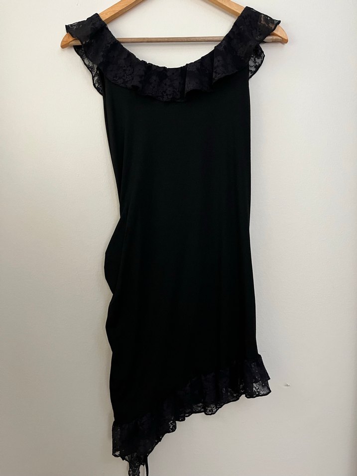 Dantel Detaylı Siyah Mini  Elbise - Görsel 4
