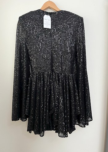 Siyah V Yakalı Mini Abiye Elbise - Görsel 6