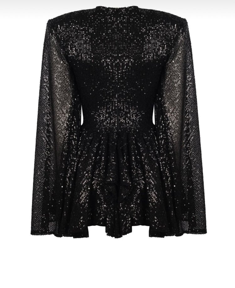 Siyah V Yakalı Mini Abiye Elbise - Görsel 4