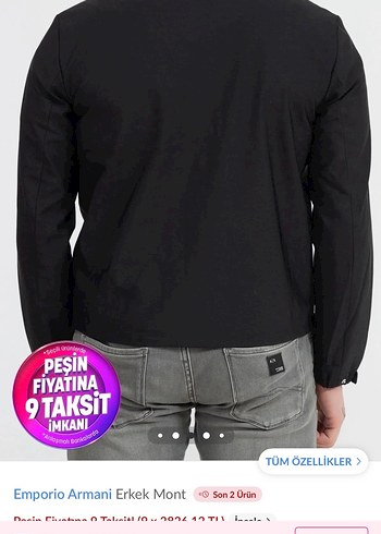 Emporio Armani Siyah Fermuarlı Erkek Mont - Görsel 2