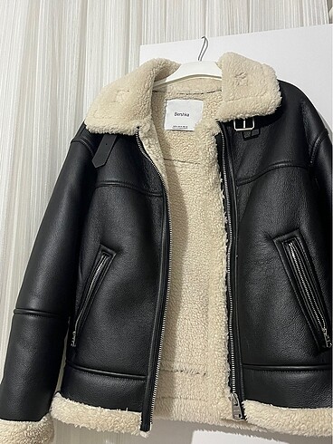 Bershka içi kürklü deri biker mont