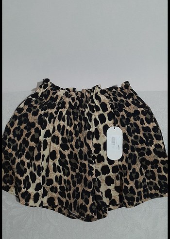 Leopar Desenli Kısa Mini Etek