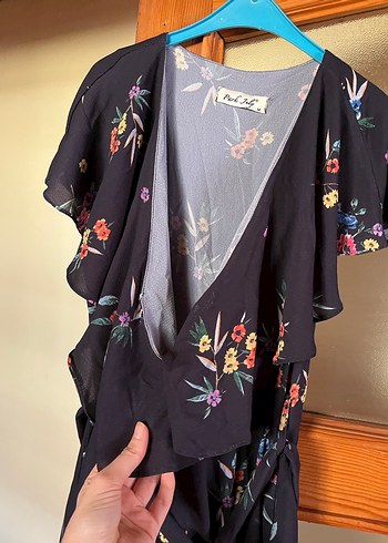 Bohem Siyah Çiçekli Uzun Elbise - Görsel 2