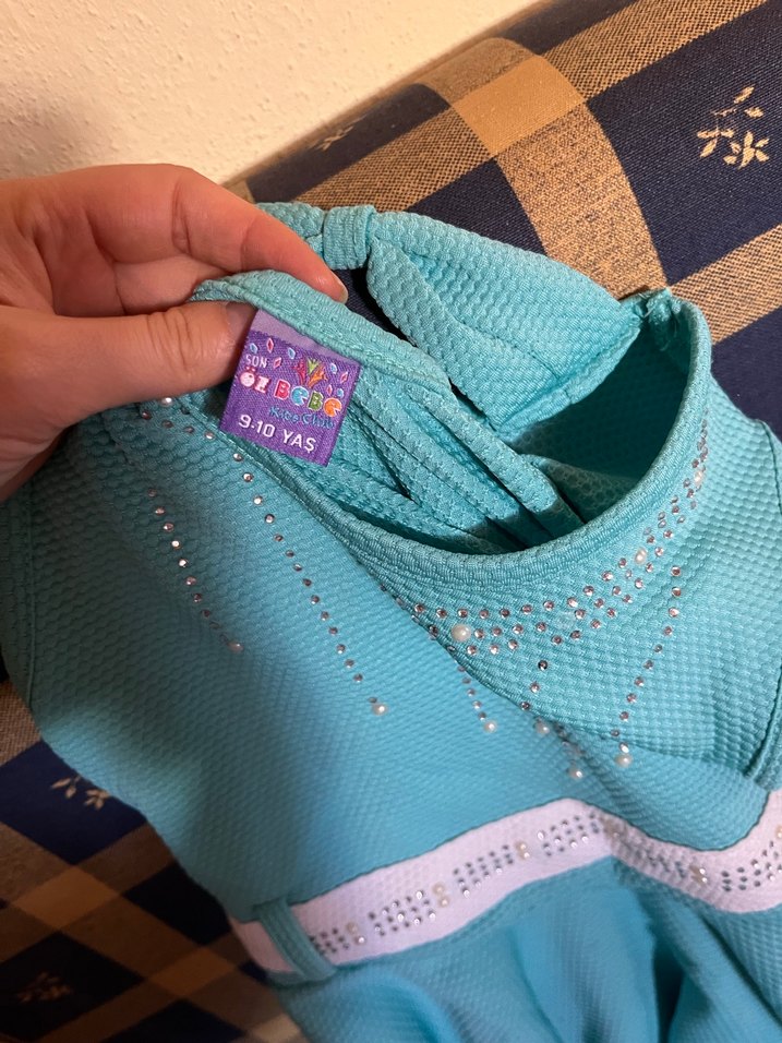 Parlak Mavi Kız Çocuk Elbise - Görsel 2