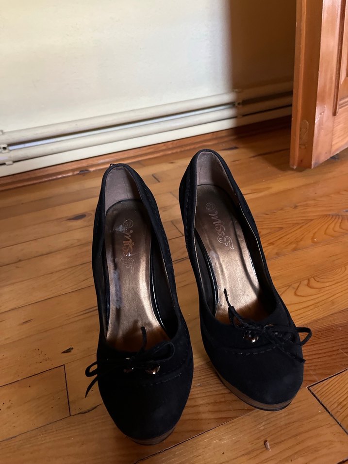 Siyah Süet Bağcıklı Platform Topuklu Stiletto - Görsel 2