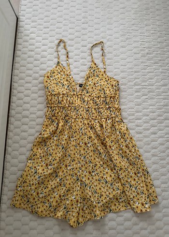 Bershka Bershka Askılı Sarı Mini Elbise