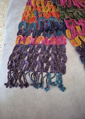 Renkli Örgü Bohem Kadın Şal - Görsel 2