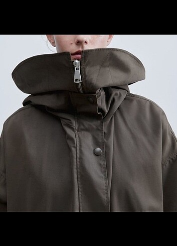 s Beden Zara fiyonklu oversize parka 36 beden haki