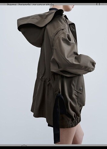 s Beden haki Renk Zara fiyonklu oversize parka 36 beden haki