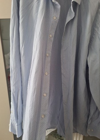 Erkek Mavi Keten Gömlek Uzun Kollu Rahat Kesim - Görsel 8