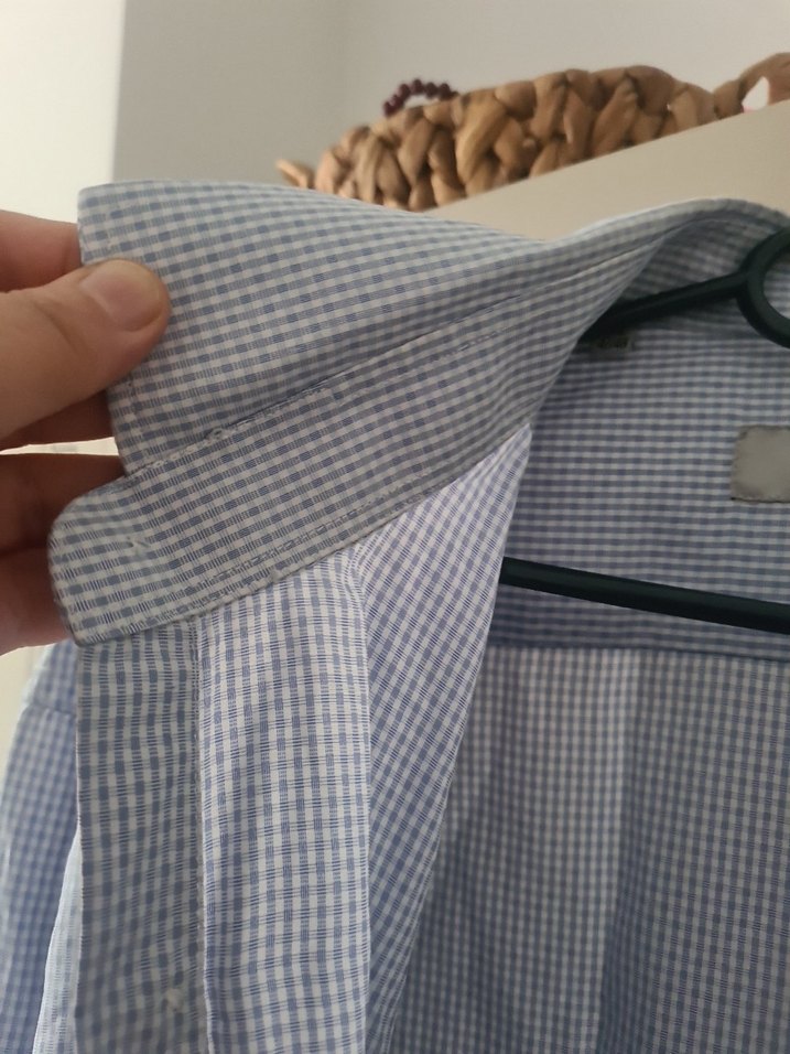 Erkek Mavi Keten Gömlek Uzun Kollu Rahat Kesim - Görsel 3