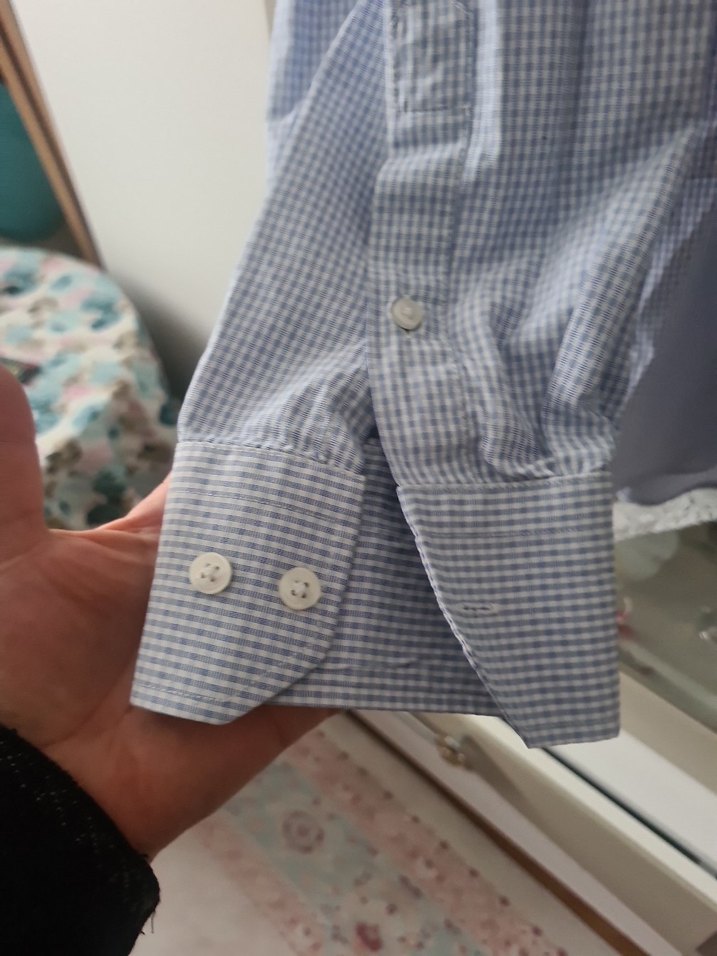 Erkek Mavi Keten Gömlek Uzun Kollu Rahat Kesim - Görsel 4