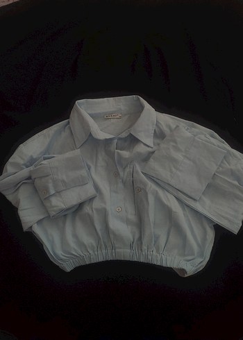 Buz mavisi Düğmeli Uzun Kollu Kadın Gömlek - Görsel 3