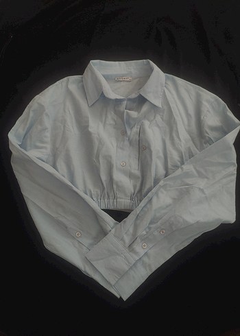 Buz mavisi Düğmeli Uzun Kollu Kadın Gömlek - Görsel 2