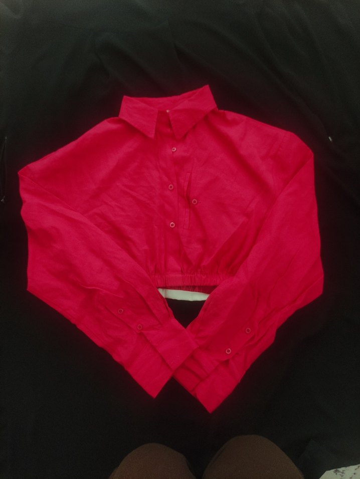 Pembe Düğmeli Uzun Kollu Kadın Gömlek - Görsel 3