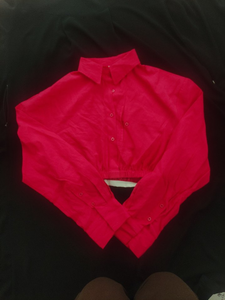 Pembe Düğmeli Uzun Kollu Kadın Gömlek - Görsel 4