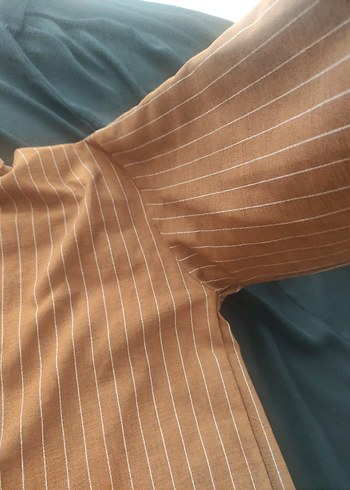 Bej Çizgili Uzun Kollu Kadın Gömlek - Görsel 5