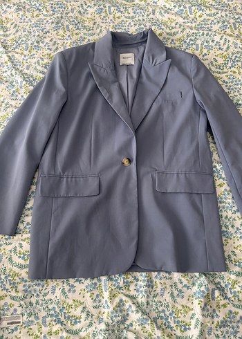 Bershka Düğmeli Mavi Kadın Blazer Ceket