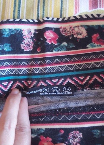 36 Beden Desenli Bohem Mini Etek