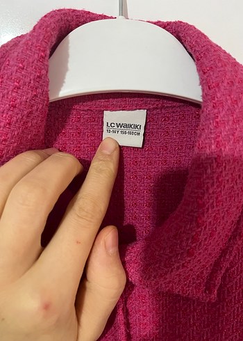 Pembe Düğmeli Uzun Kollu ekose kız cocuk - Görsel 3