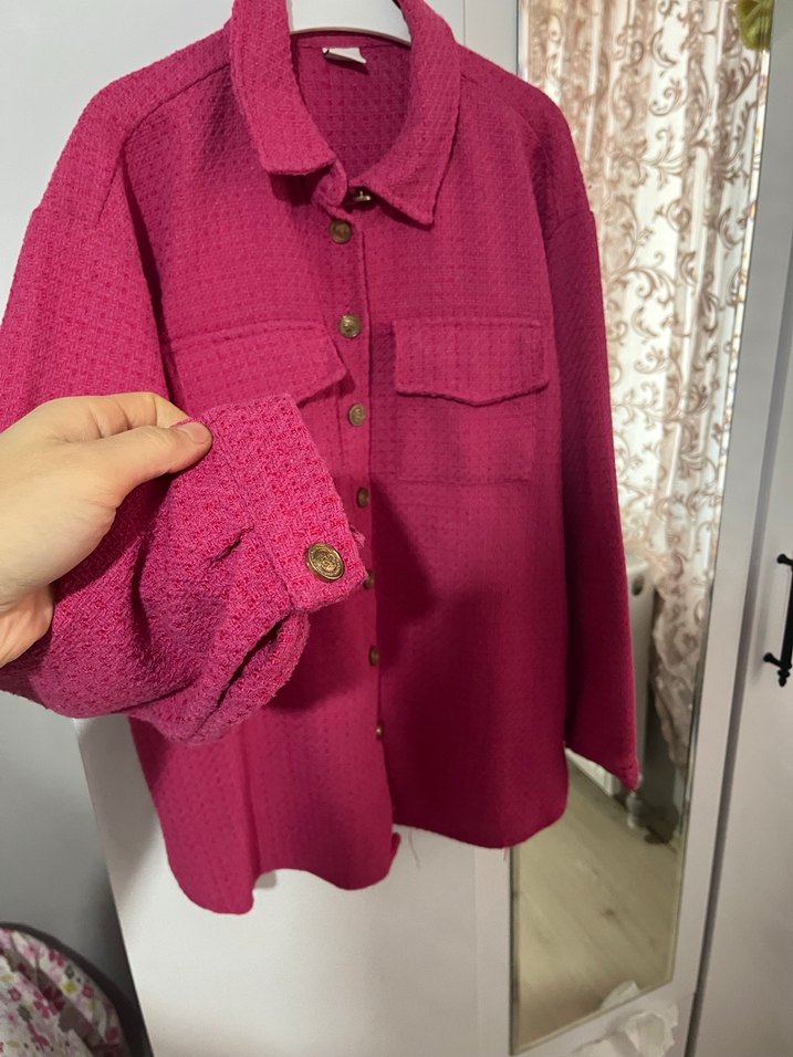 Pembe Düğmeli Uzun Kollu ekose kız cocuk - Görsel 2