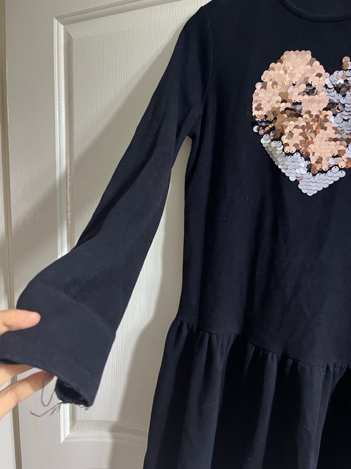 Kız Çocuk Siyah Payetli Uzun Kollu Tişört - Görsel 2