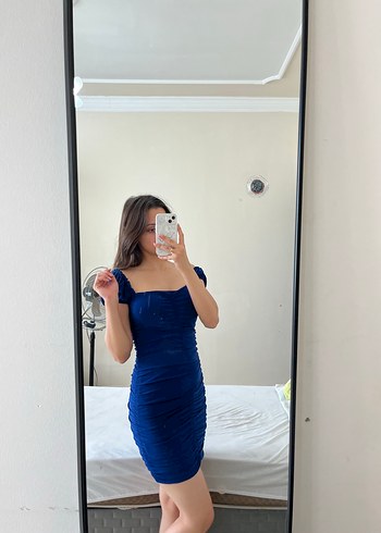 s Beden Lacivert Mini Elbise