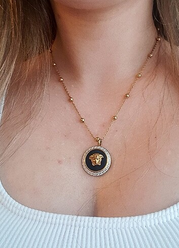 Versace Siyah Çelik kolye 