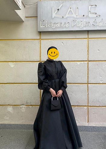 Siyah Uzun Drapeli Kadın Abiye - Görsel 2