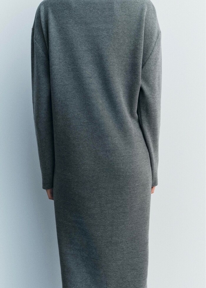 Zara gri midi yumuşak elbise - Görsel 4