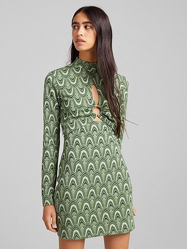 Bershka Bershika dekolteli mini elbise