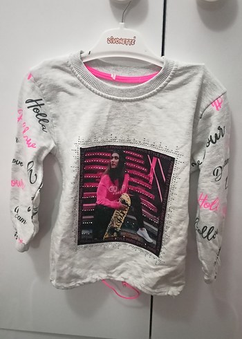 Kız Çocuk Gri Payetli Sweatshirt