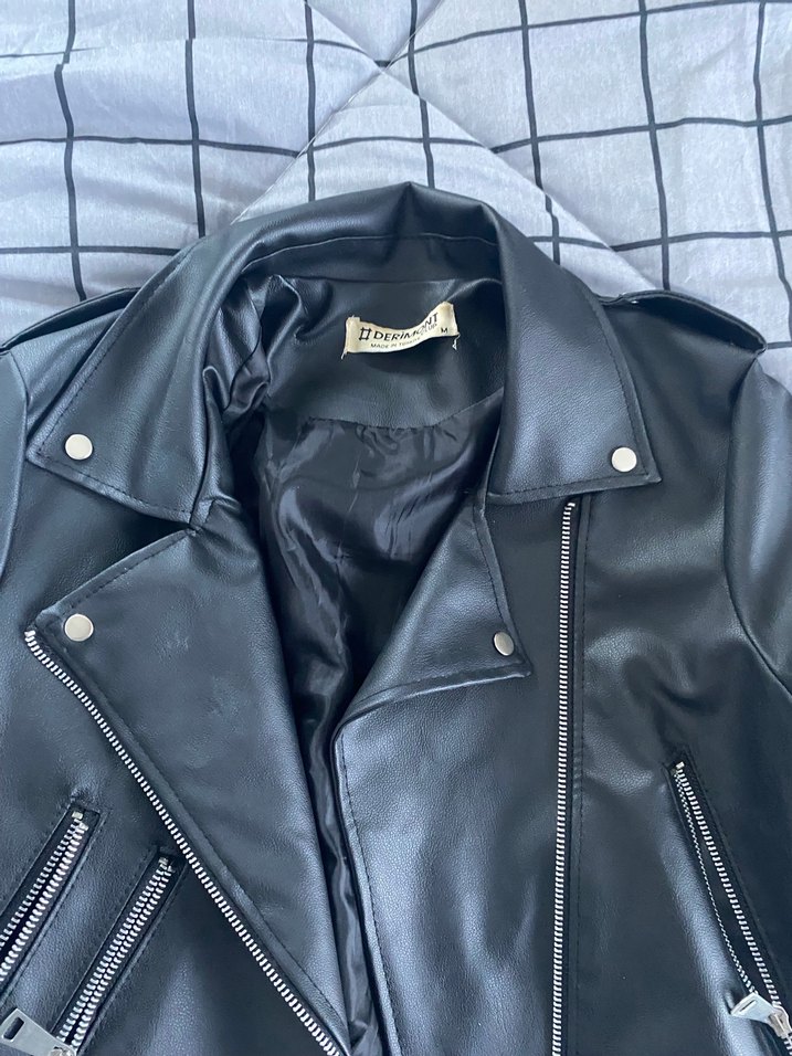 Siyah deri ceket - Görsel 3