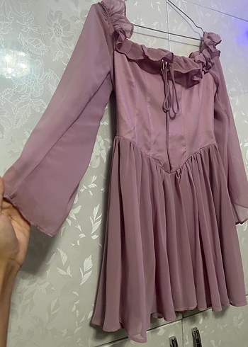 Gül kurusu Mini Elbise - Görsel 5