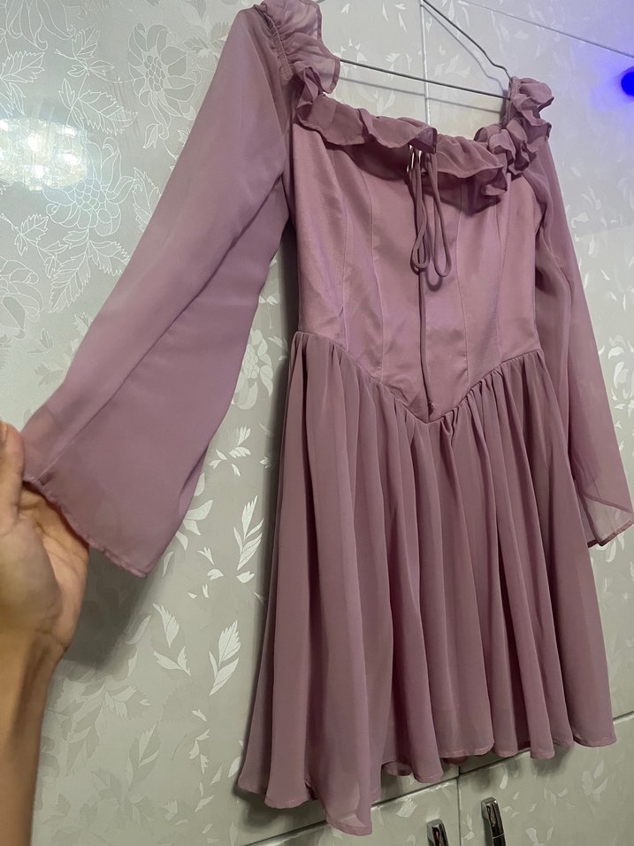 Gül kurusu Mini Elbise - Görsel 5