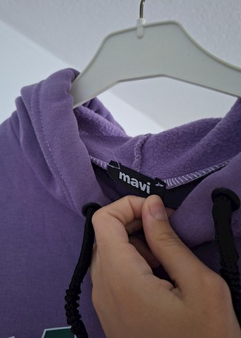 Diğer Mavi Baskılı Mor Kapüşonlu Sweatshirt