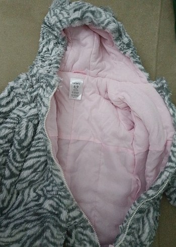 Kapüşonlu Gri Zebra Desenli Bebek Tulumu - Görsel 5