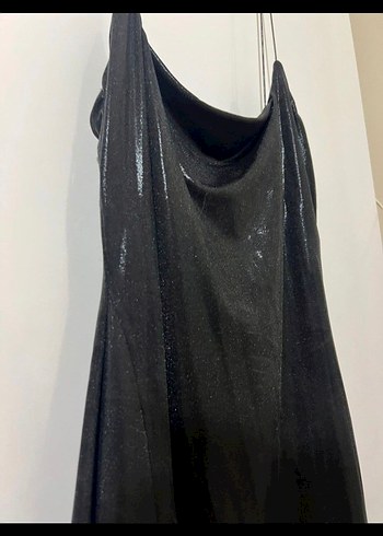 Bershka Siyah Parlak Mini Parti Elbisesi - Görsel 7