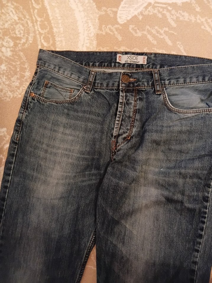 Gri Mavi Bol Kesim Denim Erkek Kot Pantolon - Görsel 2