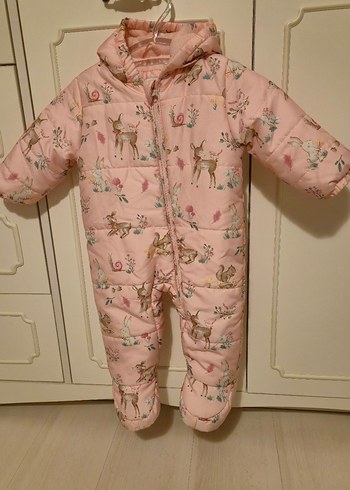 Kız Bebek Pembe Desenli Kürklü Tulum - Görsel 5