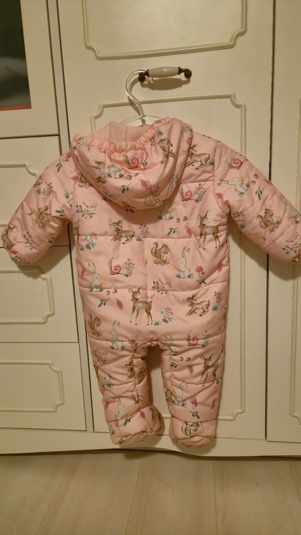 Kız Bebek Pembe Desenli Kürklü Tulum - Görsel 3