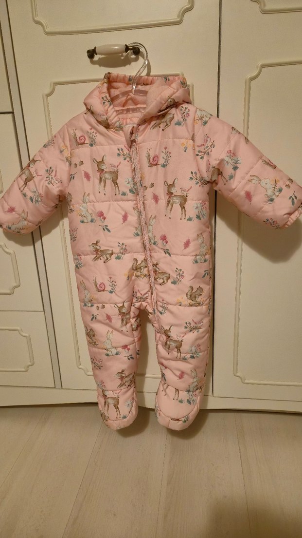 Kız Bebek Pembe Desenli Kürklü Tulum - Görsel 5