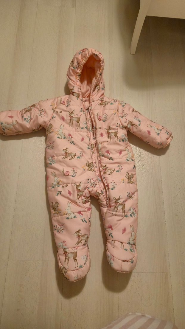 Kız Bebek Pembe Desenli Kürklü Tulum - Görsel 2