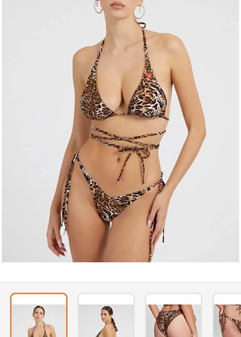 GUESS Leopar Desenli Bağlamalı Bikini Üstü - Görsel 8