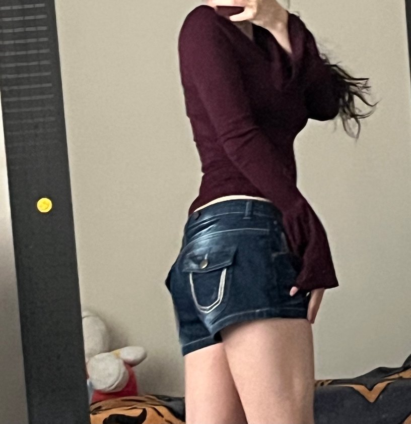 y2k düşük bel Kadın Denim Midi Şort - Görsel 2