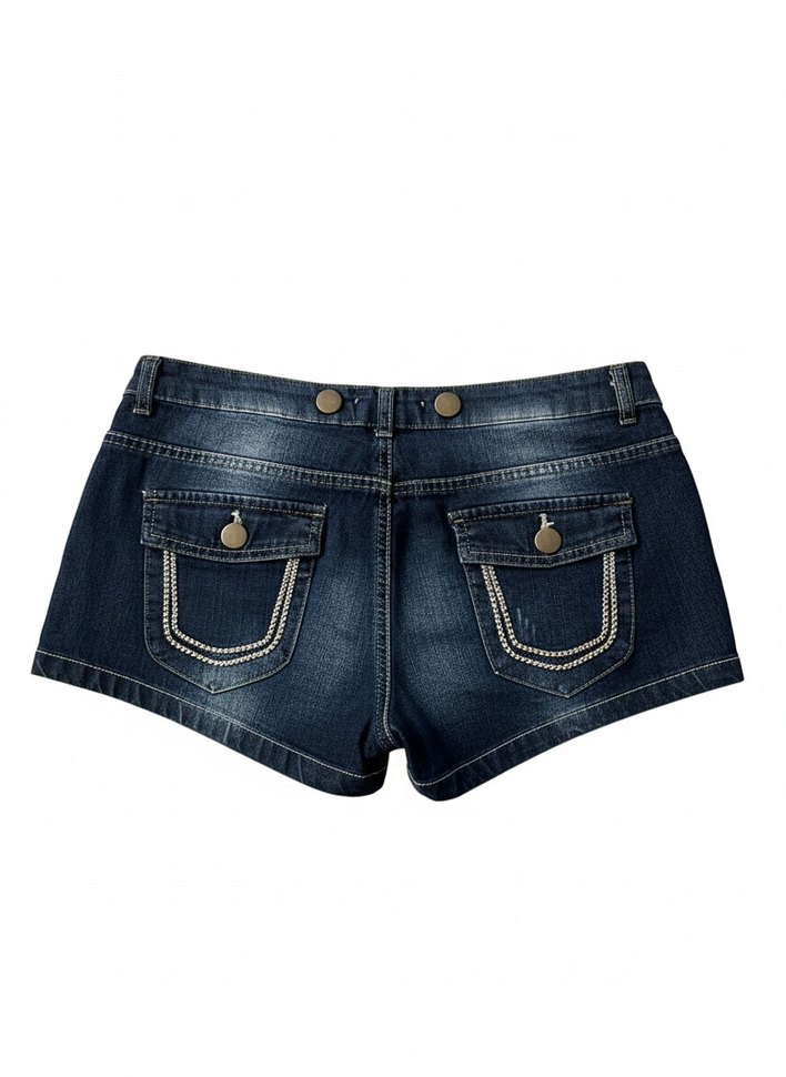 y2k düşük bel Kadın Mini Kot Şort - Görsel 4