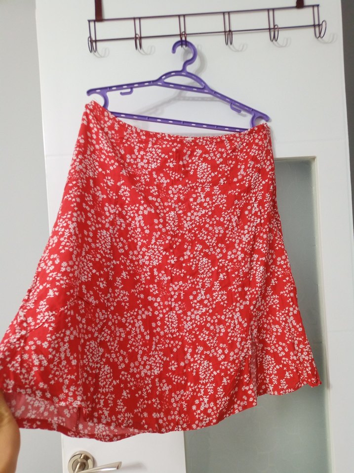 Kırmızı Midi Etek, Salaş, Bohem - Görsel 5